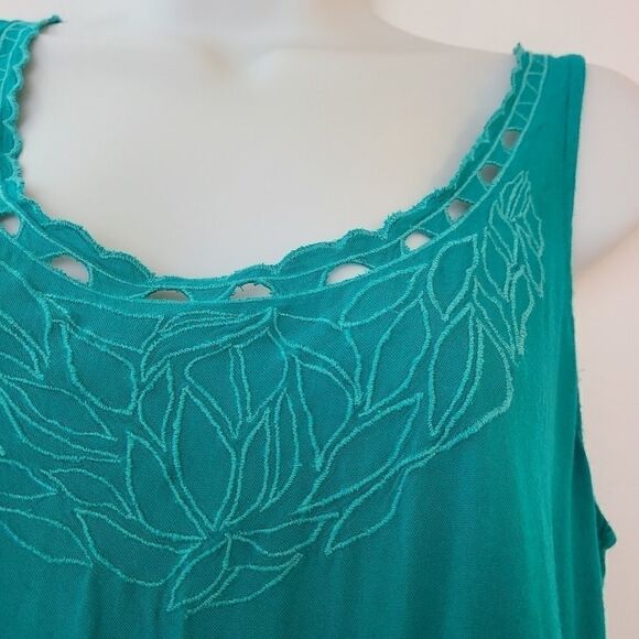 Aerie Scoop Scalloped Neckline Teal Tank Top โ Size S - Picture 4 of 7